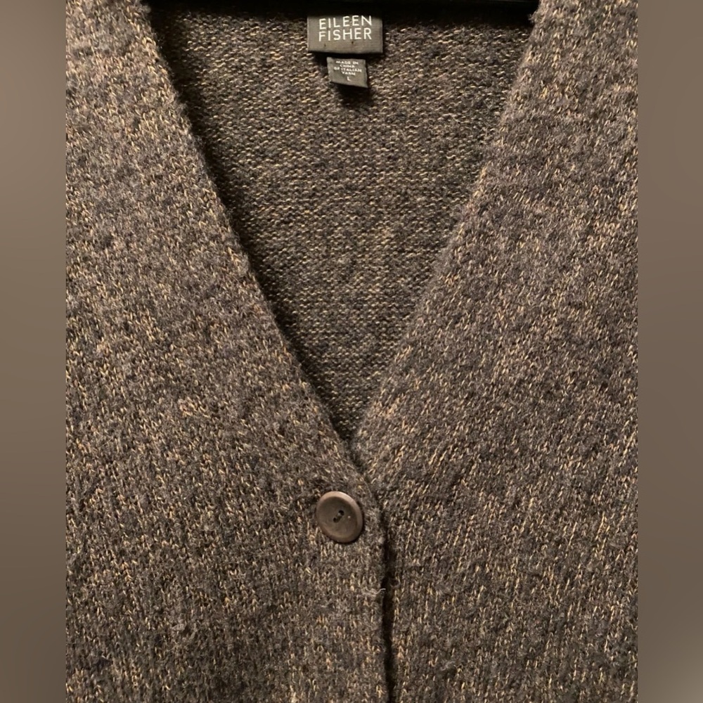 Eileen Fisher Cardigan One Button Merino Wool Blend Size Large - Picture 4 of 7